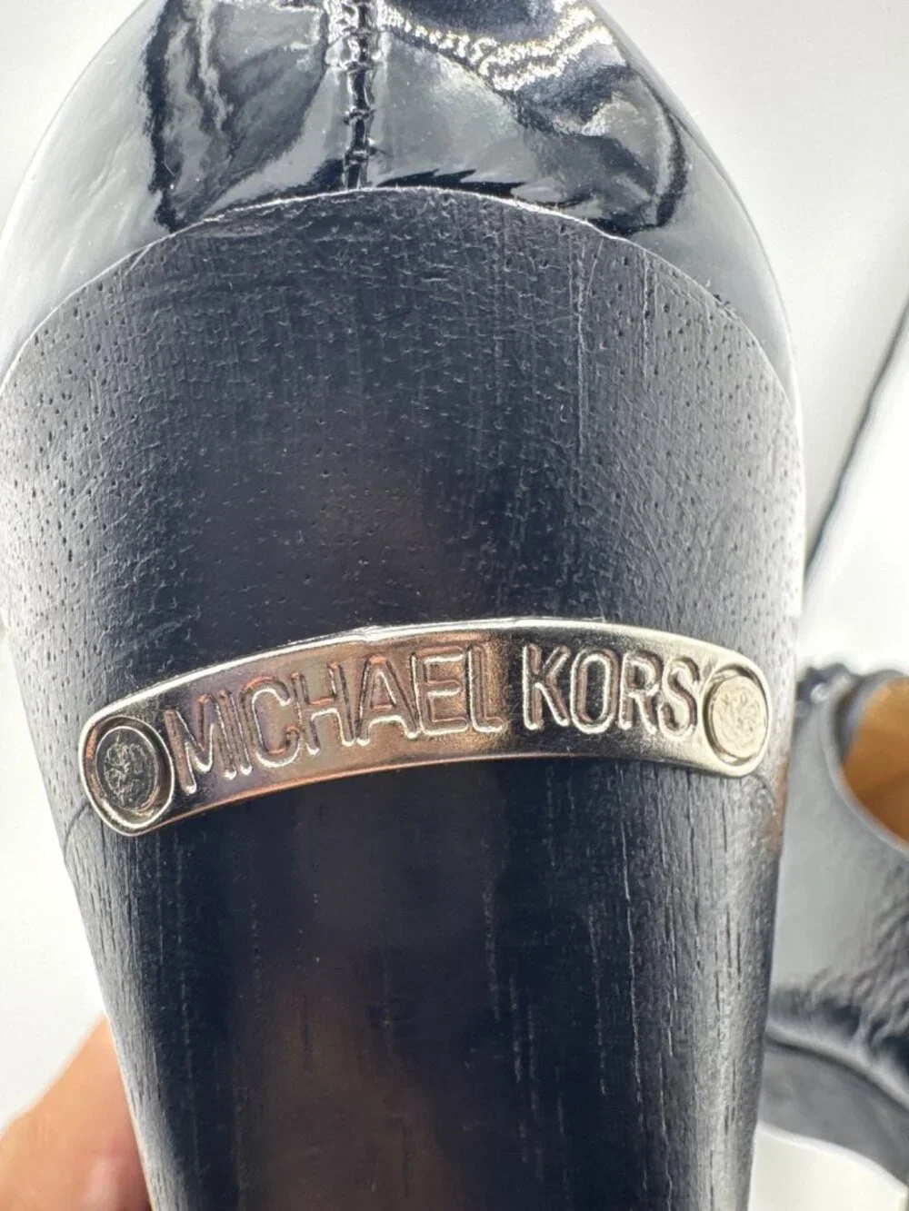 Michael Kors Panama Oxford Heels 8.5M Black Patent Leather Platform Office Siren